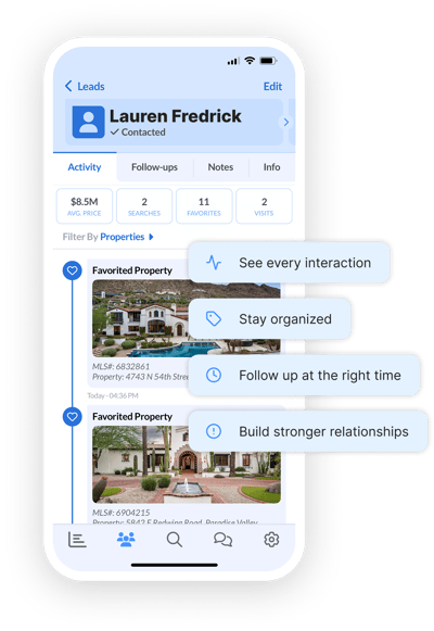 Real Geeks CRM Mobile App with Value Points Graphic