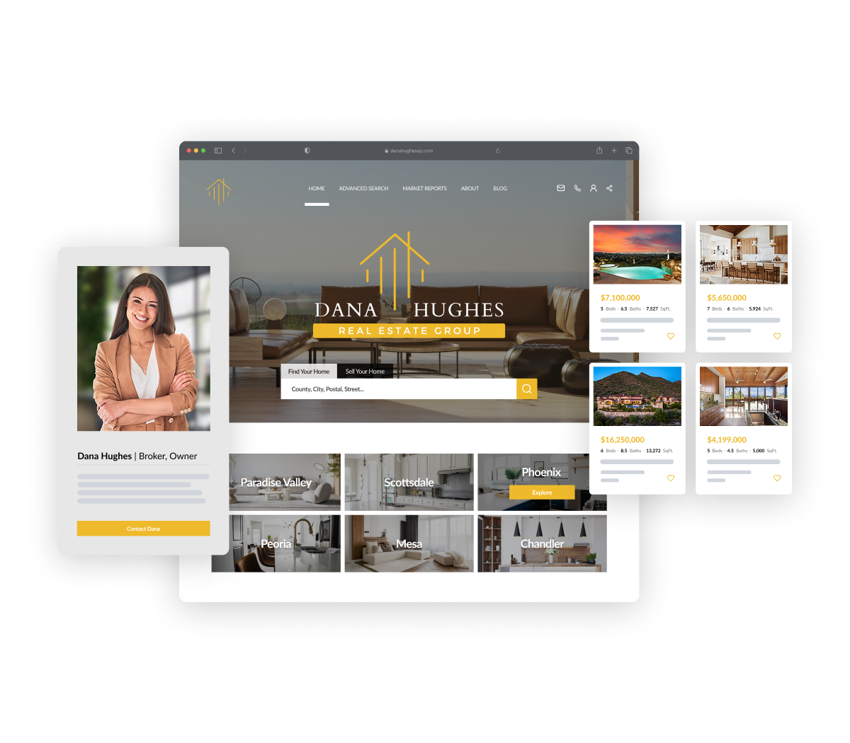 Real Geeks Website Wide Layered Mockup with Padding